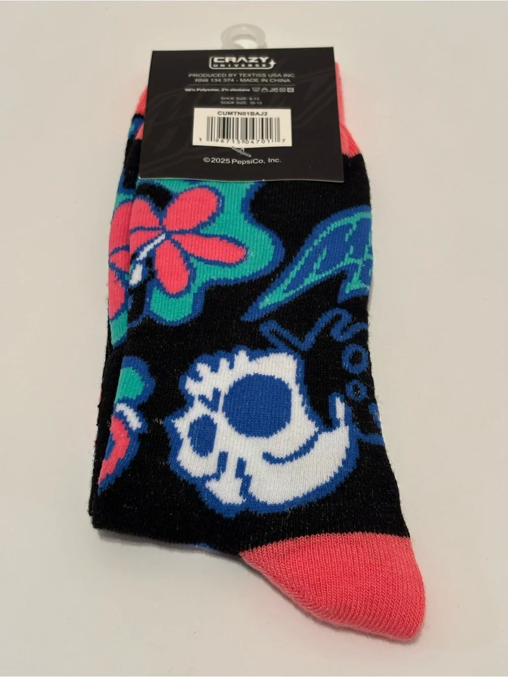 New Mountain Dew Soda Adult Size 6-13 Black Blue Graphic Novelty Crew Socks
